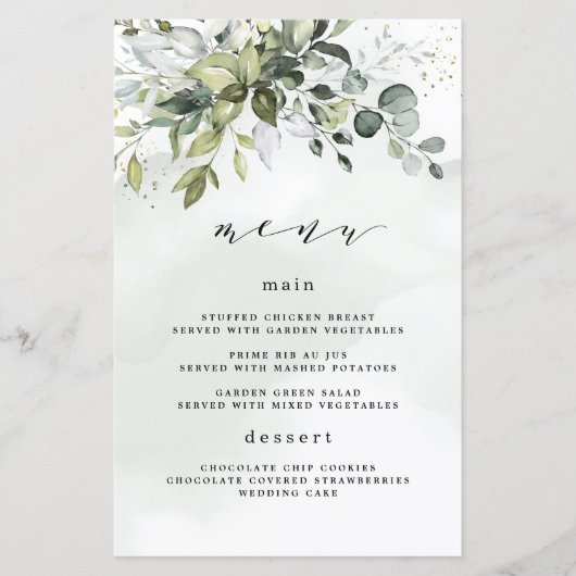 Dusty Blue Greenery Floral Boho Mariage Cartes de (Devant)