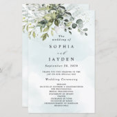 Dusty Blue Greenery Floral Rustic Wedding Programs (Voorkant / Achterkant)