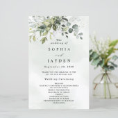 Dusty Blue Greenery Floral Rustic Wedding Programs (Staand voorkant)