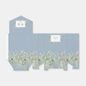 Dusty Blue Greenery Foliage Monogram Weddenschap Bedankdoosjes (Uitgevouwen)