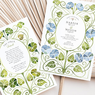 Dusty Blue Greenery Foliage Wedding Kaart