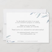 Dusty blue greenery foto verandert de datum kaart (Achterkant)