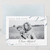 Dusty blue greenery foto's bruiloft, behalve de da kaart (Voorkant / Achterkant)