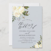 Dusty blue greenery iory floral bruiloft kaart (Voorkant)