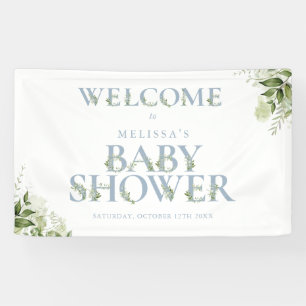 Dusty Blue Greenery Letter Baby shower Welkom Spandoek