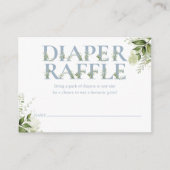 Dusty Blue Greenery Luier Raffle Baby shower Informatiekaartje (Voorkant)