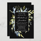 Dusty Blue Greenery op Black Christelijk Wedding Kaart (Voorkant / Achterkant)