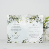 Dusty Blue Greenery Thémded Wedding Programs (Staand voorkant)