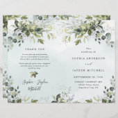 Dusty Blue Greenery Thémded Wedding Programs (Voorkant / Achterkant)