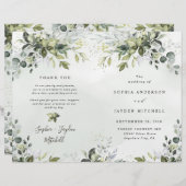 Dusty Blue Greenery Thème Plié Mariage Programmes (Devant / Derrière)