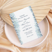 Dusty Blue Greenery Wedding Invitation 