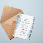 Dusty Blue Greenery Wedding Invitation 