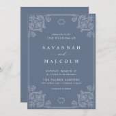 Dusty Blue Grey |   Classic Wedding I Kaart (Voorkant / Achterkant)