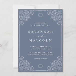 Dusty Blue Grey     Classic Wedding I Kaart