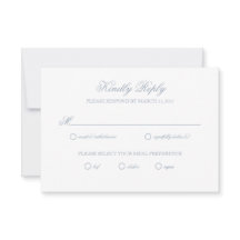 Dusty Blue Grey Crest Bruiloft RSVP Kaart