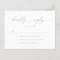 Dusty Blue Grey Minimalist Wedding RSVP Briefkaart