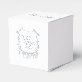 Dusty Blue Grey Monogram Crest Bedankdoosjes