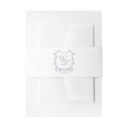 Dusty Blue Grey Monogram Crest uitnodiging Uitnodigingen Wikkel