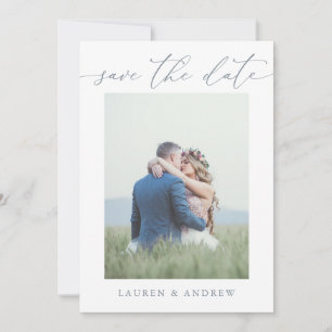 Dusty Blue Grey Save the Date Photo Afbeelding Kaa Kaart