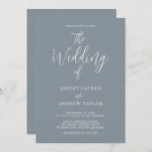 Dusty Blue Grey Simple Élégant Mariage Invitation (Devant / Derrière)