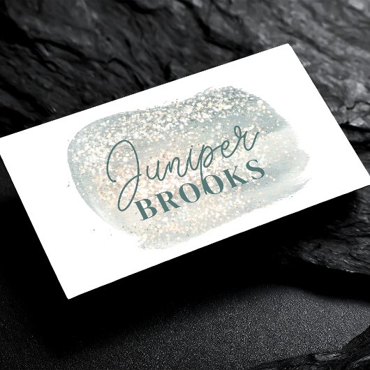 Dusty Blue Grey Social Media QR Code Glitter Visitekaartje