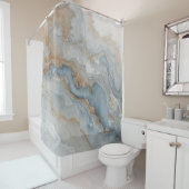 Dusty Blue Grey Tan Beige Abstract Douchegordijn (In situ)