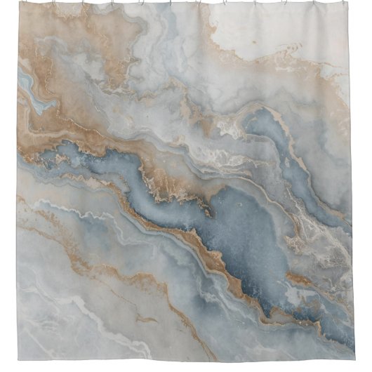 Dusty Blue Grey Tan Beige Abstract Douchegordijn (Voorkant)