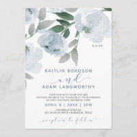 Dusty Blue Grey Waterverf Floral Wedding