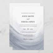 Dusty Blue Grey Waterverf Wave Wedding Kaart (Voorkant / Achterkant)