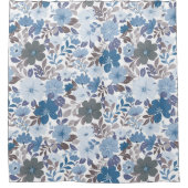 Dusty Blue & Grey Winter Sky Bloementuin Douchegordijn (Voorkant)