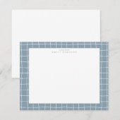 Dusty Blue Grid Frame Note Card Kaart (Voorkant / Achterkant)
