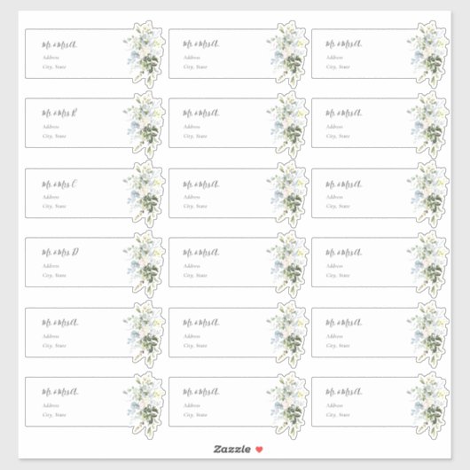 Dusty Blue Gum Étiquettes de adresse invités (Feuille)