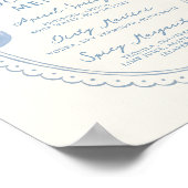 Dusty Blue Hand Drawn Bow Lijst Cocktail Menu Poster (Hoek)