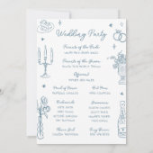 Dusty Blue Hand Drawn Whimsical Wedding Programme (Dos)