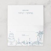 Dusty Blue Hand getekend grillige bruiloft Dank u (Buitenkant ongevouwen)