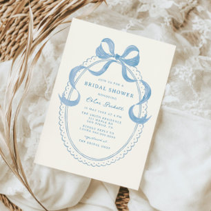 Dusty Blue Hand getrokken boog Lijst Vrijgezellenf Kaart
