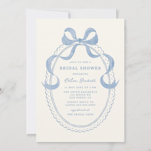 Dusty Blue Hand getrokken boog Lijst Vrijgezellenf Kaart (Voorkant)