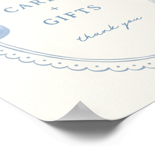 Dusty Blue Hand getrokken Bow Lijst Kaarten Cadeau Poster (Hoek)