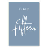 Dusty Blue Hand Scripted Table FIFTEEN Kaart (Achterkant)