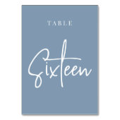 Dusty Blue Hand Scripted Table SIXTEEN Kaart (Voorkant)