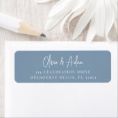Dusty Blue Handwrite Script Return Address Etiket (Insitu)
