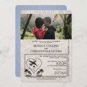 Dusty Blue Hawaii Passport Faire-part de mariage (Devant / Derrière)