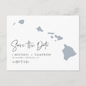 Dusty Blue Hawaii State Map QR Code Bewaar de datu Aankondigingskaart (Voorkant)