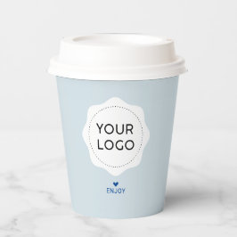 Dusty Blue & Heart Business Logo Custom Paper Papieren Bekers