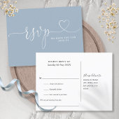 Dusty Blue Heart Script Chanson Demande Carte RSVP