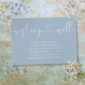Dusty Blue Heart Script Wishing Well Bruiloft Informatiekaartje