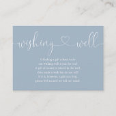 Dusty Blue Heart Script Wishing Well Bruiloft Informatiekaartje (Voorkant)