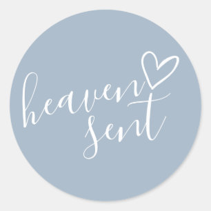 Dusty Blue Heaven heeft Baby shower gestuurd Ronde Sticker