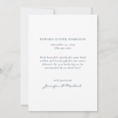 Dusty Blue Hello Baby Photo Faire-part de naissanc (Dos)