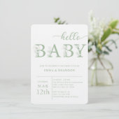 Dusty Blue Hello Baby Wildflower Invitation (Debout devant)